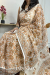 Earthen Tale - ivory Kota Doria with rust block print