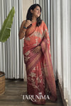 Sunset Bloom - dusky pink Tussar silk saree