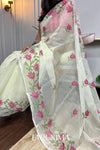 Blossom Vine - cream Kota Doria saree