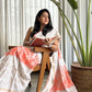 Mrinal - ivory cotton silk saree with coral florals