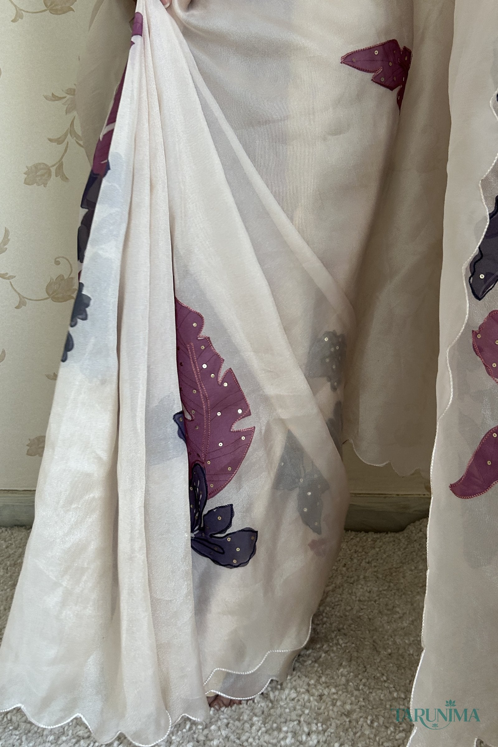 Aparajita Tissue Organza Saree drape detail