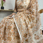 Earthen Tale - ivory Kota Doria with rust block print