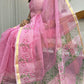 Lehar Gulab - rose pink Kota Doria leheriya saree
