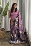 Violet Mist - lavender to mauve Tussar silk saree