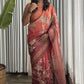 Sunset Bloom - dusky pink Tussar silk saree