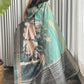 Tribal Grove - forest green Tussar silk saree