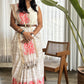 Roohi - ivory cotton silk saree with coral florals