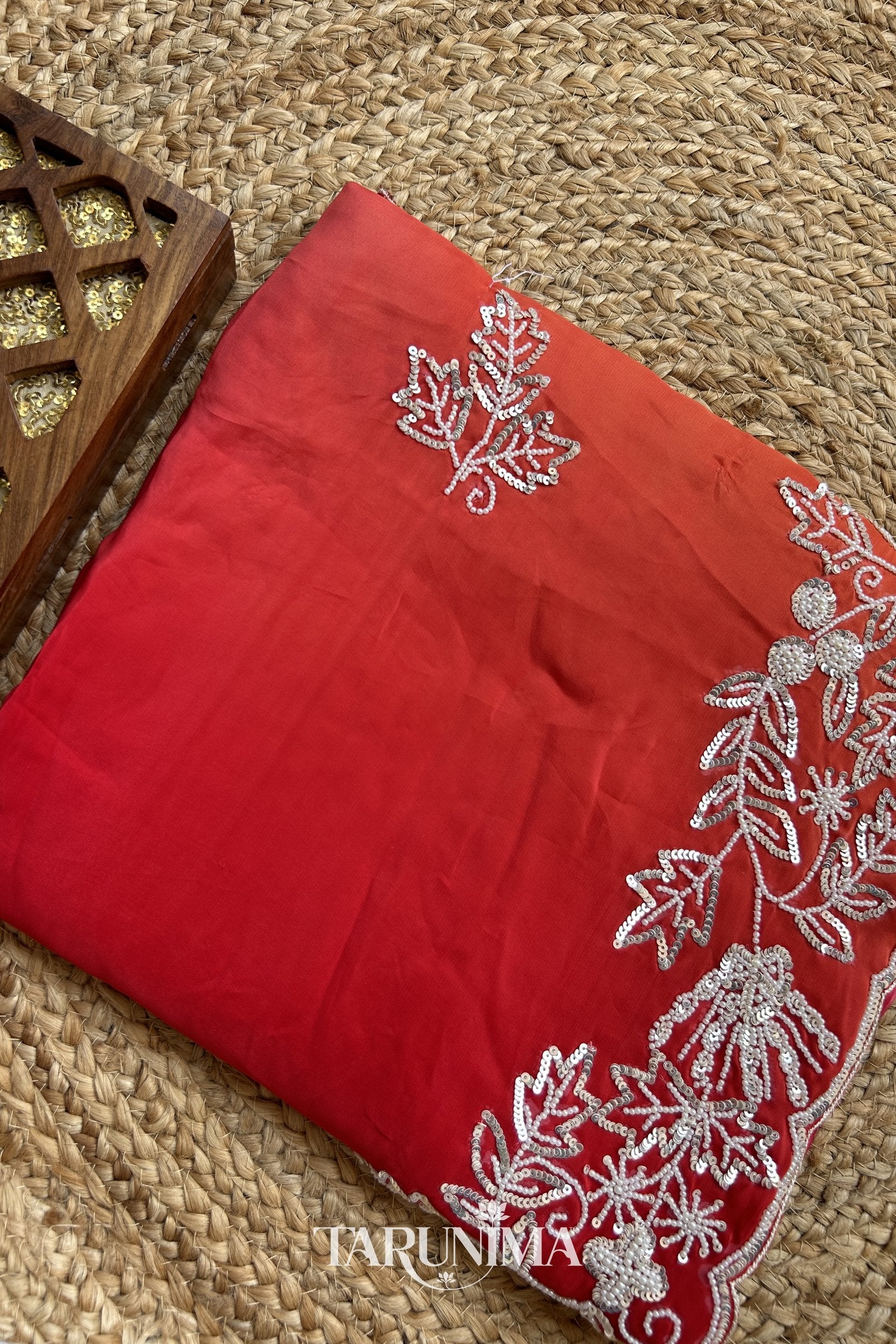 Rang Patta - pink orange H.O. Silk saree with hand work