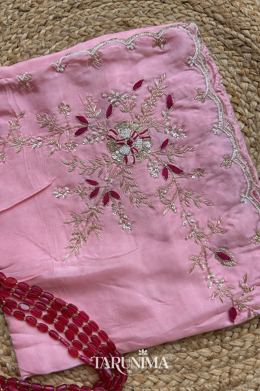Rang-ae-Naaz - pink H.O. Silk saree with hand work