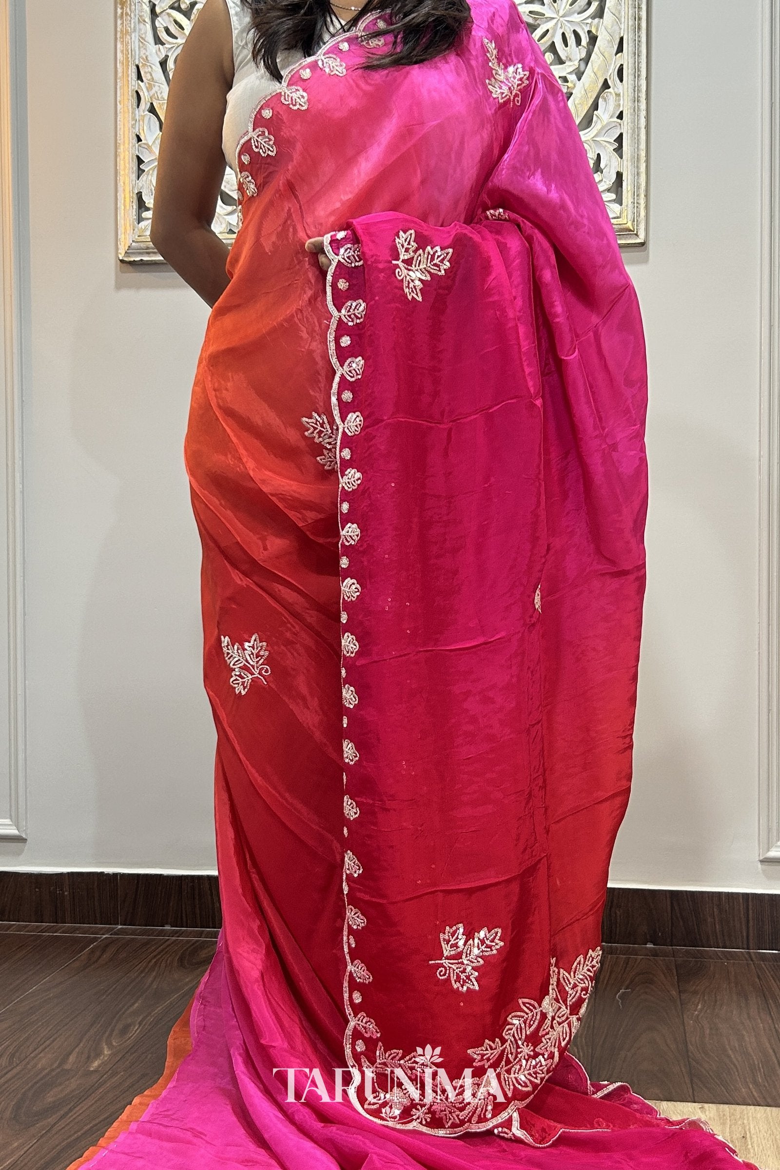 Bahaar Rang - model wearing saree detail
