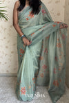 Soundarya Tissue Organza Saree with Chain Stitching - draped