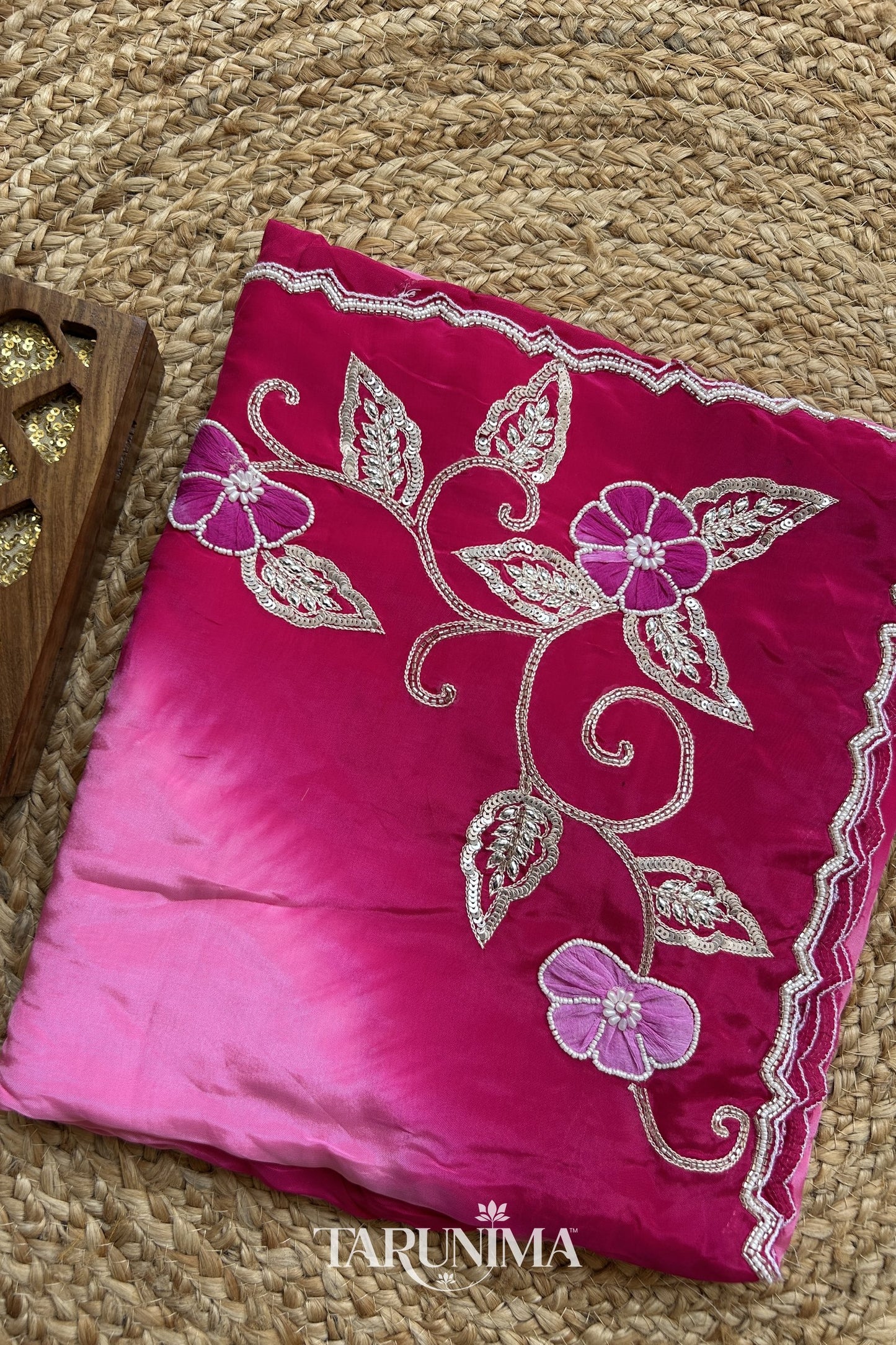 Saanjh Leher - dusky pink H.O. Silk saree with hand work