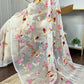 Whispering Garden - ivory Kota Doria saree