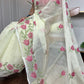 Blossom Vine - cream Kota Doria saree