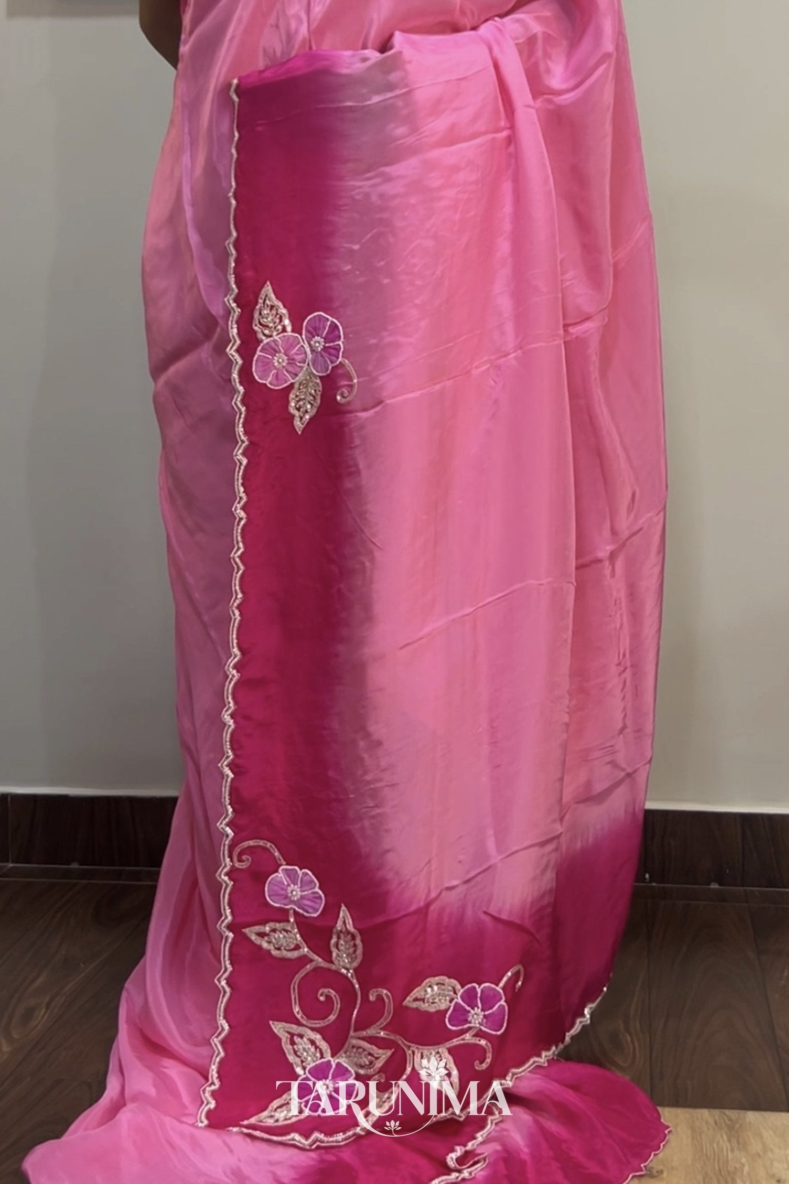 Saanjh Leher - model wearing saree detail