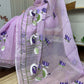 Twilight Swan - lilac Kota Doria saree