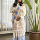 Aasma - ivory cotton silk saree with blue paisley