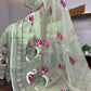 Verdant Swan - sage green Kota Doria saree