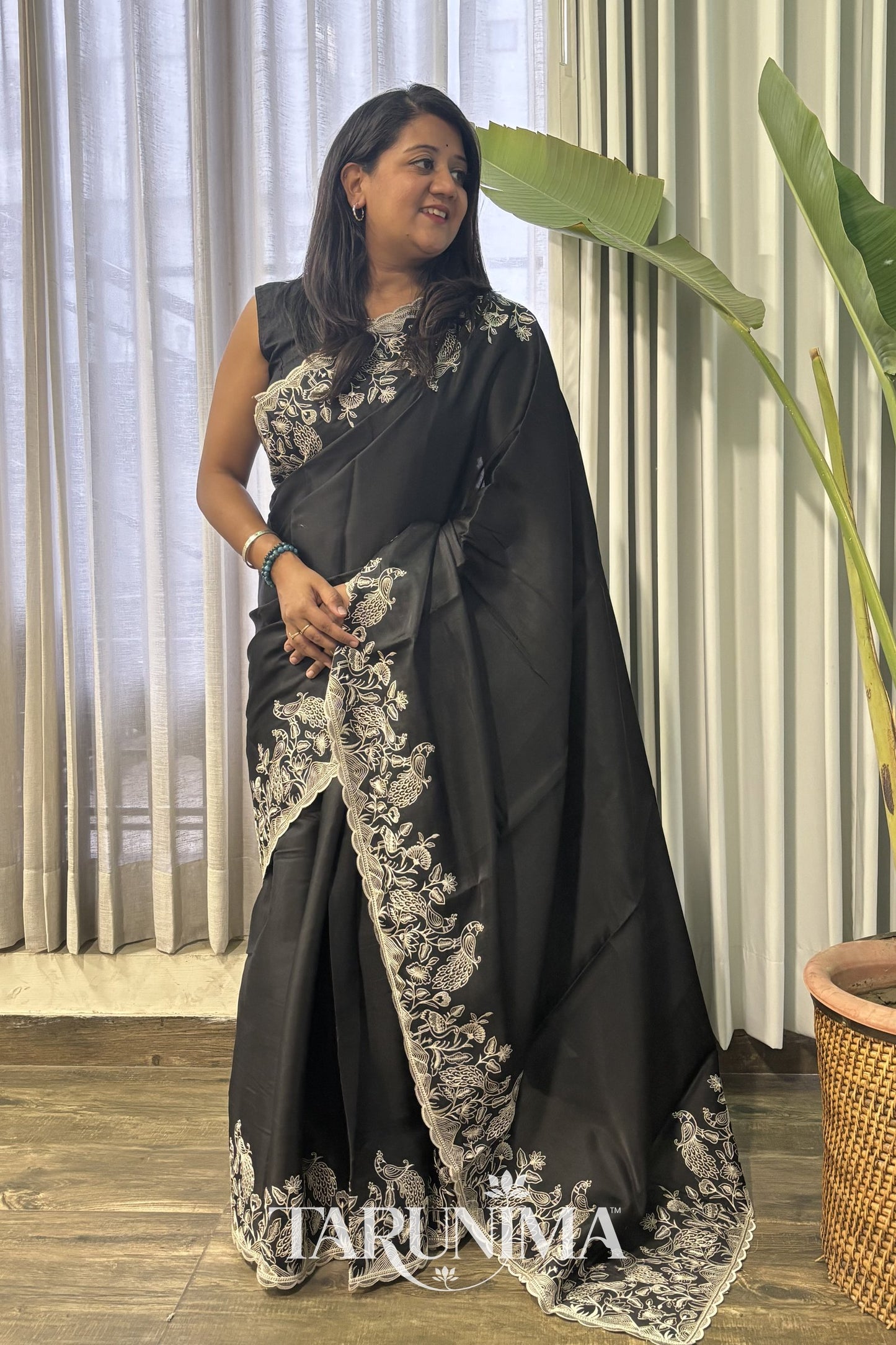 Black Verse - midnight black Art Silk saree