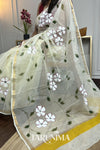 Ivory Blossom - hand painted Kota Doria saree