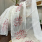 Red Grove - white Kota Doria with red embroidery