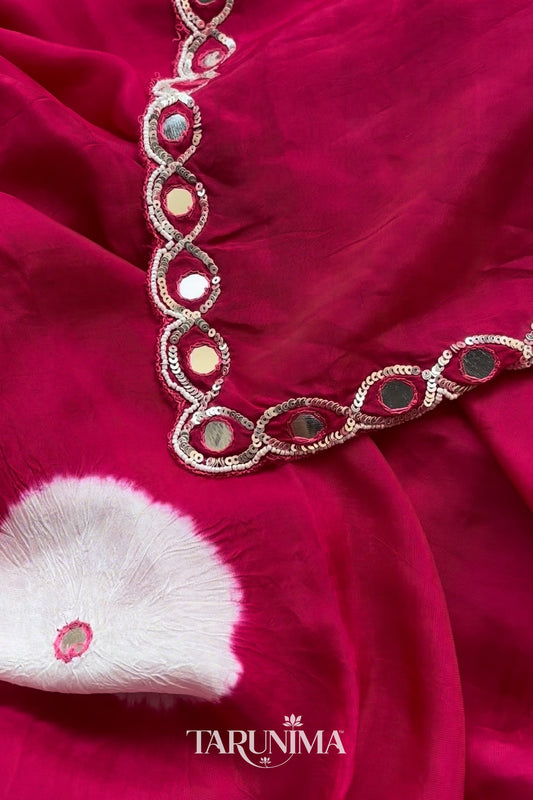 Rose Aaina - powder pink H.O. Silk saree with hand work